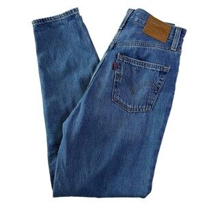 Levis Premium High Loose Taper Medium Wash Blue Denim Jeans Size 24 Big E